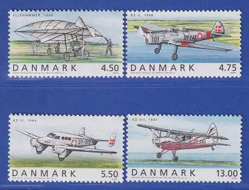 Dänemark 2006 Mi.-Nr. 1440-1443  Historische dänische Flugzeuge.  **/MNH