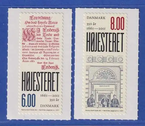 Dänemark 2011 Mi.-Nr.1636-1637  350 Jahre Oberster Gerichtshof  **/MNH