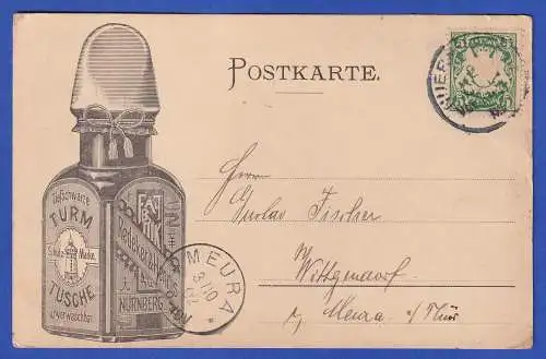 Bayern 1902 Werbe-Postkarte TURM-TUSCHE O NÜRNBERG 