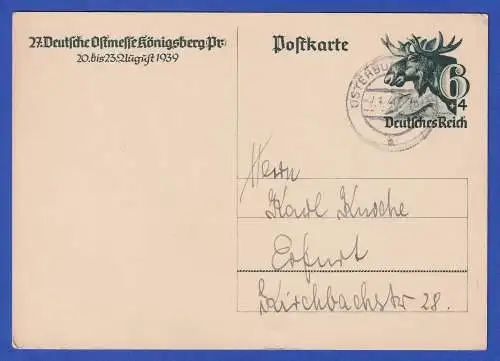 Dt. Reich GA Postkarte Mi.-Nr. P280 O OSTERBURG 1940