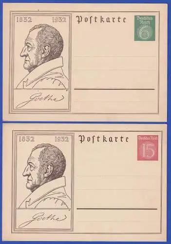 Dt. Reich 1932 Ganzsachen Postkarten Goethe Mi.-Nr. P213-214 ungebraucht