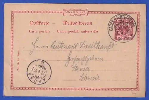 Dt. Reich GA Postkarte Mi.-Nr. P21 O GROSS-LICHTERFELDE KADETTEN-ANSTALT 1897