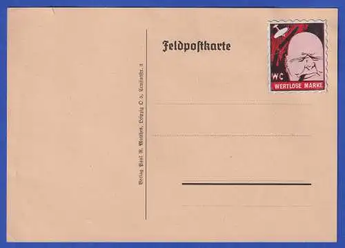 Dt. Reich Propaganda-Fälschung WC (Winston Churchill) auf Feldpostkarte