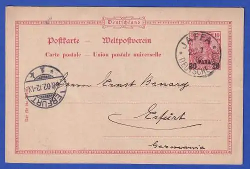 Dt. Post in der Türkei GA Postkarte Mi.-Nr. P7 O JAFFA 1902