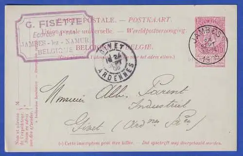 Belgien GA Postkarte Mi.-Nr. P35 O JAMBES 1905