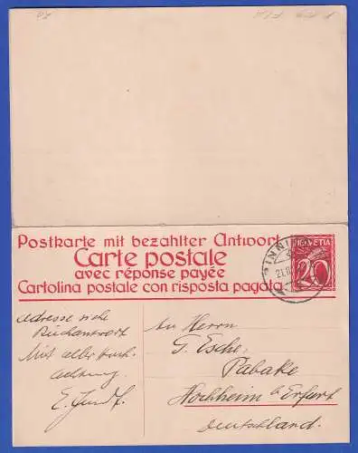 Schweiz GA Zweiteilige Postkarte Mi.-Nr. P109 F/A O BINNINGEN 1932