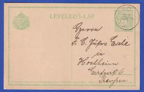 Ungarn GA Postkarte Mi.-Nr. P34 O FACSKO 1914 gelaufen nach Erfurt