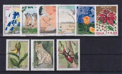 Italien 2001-2003 Natur Tiere Pflanzen Lot 9 Werte **