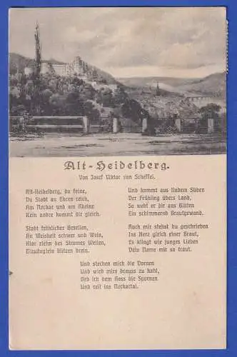 Dt. Reich AK Alt-Heidelberg mit Gedicht O SPEYER 1926 gelaufen nach Leipzig