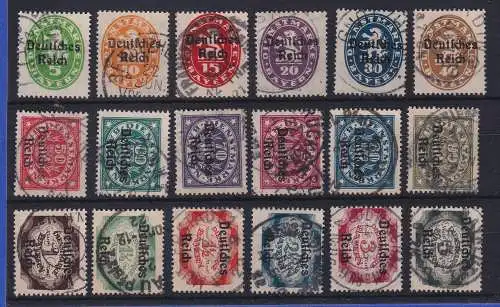 Deutsches Reich 1920 Dienstmarken Bayern m. Aufdruck Mi.-Nr. 34-51 gestempelt