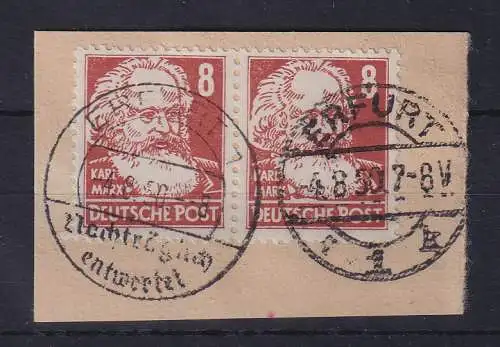 SBZ 1948 Marx Mi-Nr. 214 Paar O ERFURT bzw. nachträglich enwertet auf Briefstück