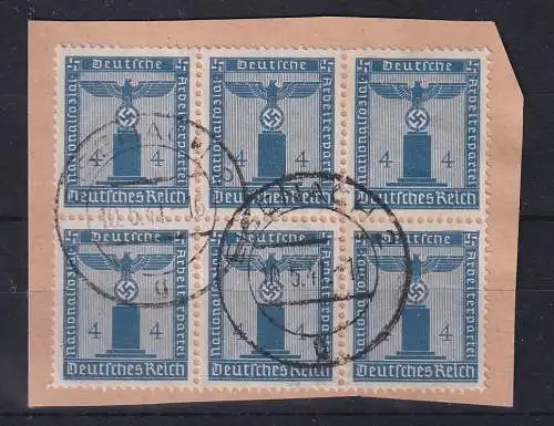 Dt. Reich 1938 Dienstmarken Mi.-Nr. 146 Sechserblock O EISENACH auf Briefstück