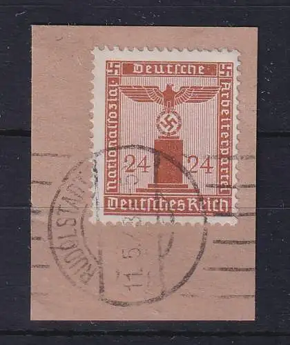 Dt. Reich 1942 Dienstmarke 24 Pfg Mi.-Nr. 163 O RUDOLSTADT auf Briefstück