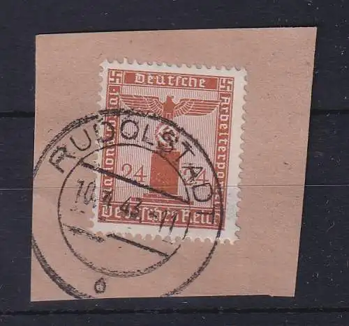 Dt. Reich 1942 Dienstmarke 24 Pfennig Mi.-Nr. 163 O RUDOLSTADT auf Briefstück