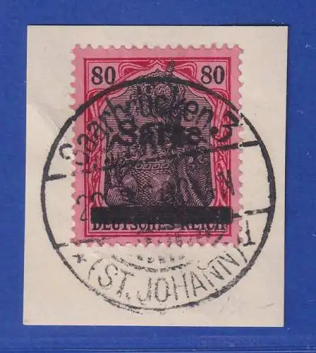 Saargebiet 1920 Germania-Sarre Mi-Nr.16 I O SAARBRÜCKEN Briefstk. gp. BURGER BPP