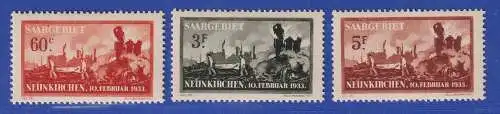 Saargebiet 1933 Explosionsunglück Neunkirchen Mi.-Nr. 168-170 ungebraucht *