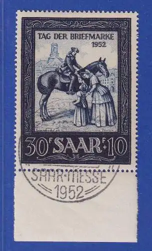 Saarland 1952 Tag der Briefmarke Mi.-Nr. 316 Unterrandstück mit Messe-So.-O