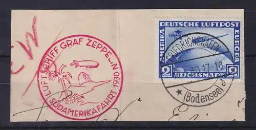 Dt. Reich 1930 Zeppelin Südamerikafahrt Mi.-Nr. 438x mit So.-O auf Briefstück