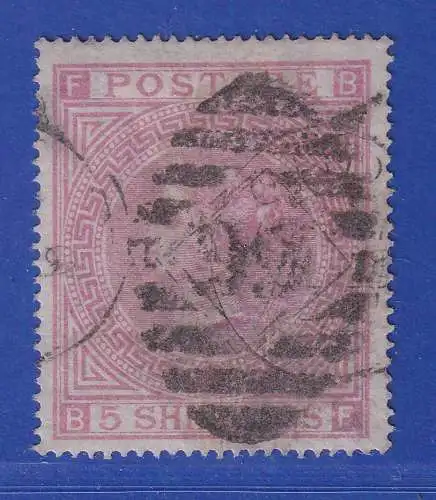 Großbritannien 1867 Queen Victoria 5 Shilling rosa Mi.-Nr. 35 mit Nummern-O