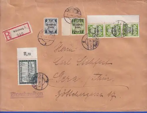 Dt. Reich Danzig Abschied u.a. in MiF auf großformatigem R-Brief O WÜRZBURG 1940