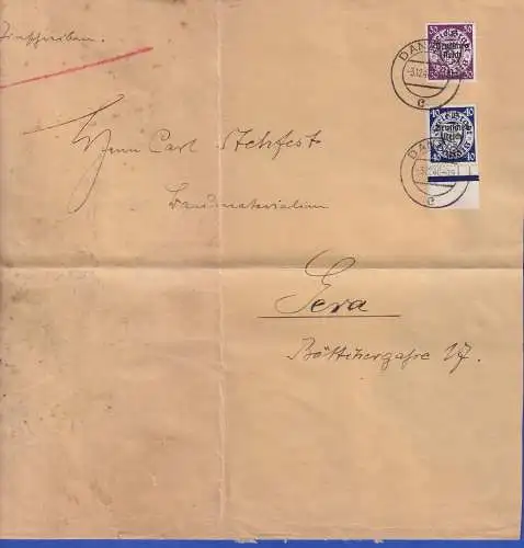 Dt. Reich Danzig Abschied Mi.-Nr. 725, 726 als MiF auf R-Brief O DANZIG 1940