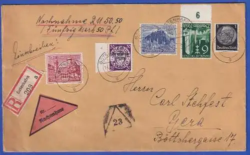 Dt. Reich Danzig Abschied Mi.-Nr. 725, 737 u.a. in MiF a. Nachnahme O GOTENHAFEN