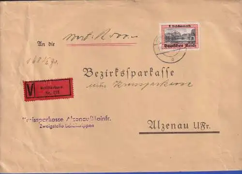 Dt. Reich Danzig Abschied Mi-Nr. 728 als EF auf Wertbrief O SCHÖLLKRIPPEN 1940