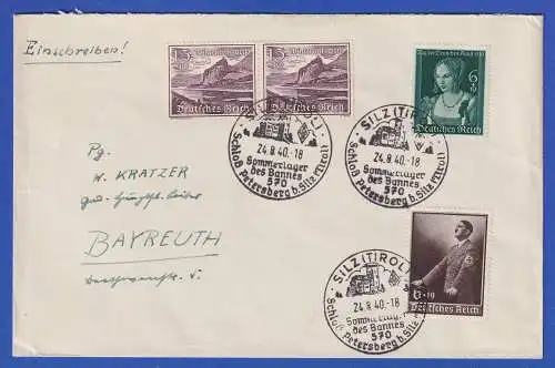 Dt. Reich Mi-Nr. 736 (Paar) u.a. in MiF auf R-Brief mit So.-O SILZ (TIROL) 1940