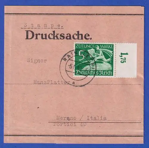 Dt. Reich Auslands-Zeitungsmarke Mi-Nr. Z 738 auf Streifband O RAIN (LECH) 1940 