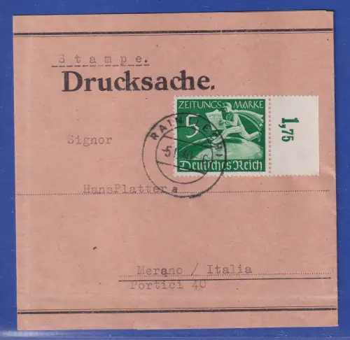Dt. Reich Auslands-Zeitungsmarke Mi-Nr. Z 738 auf Streifband O RAIN (LECH) 1940 