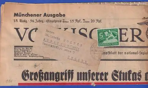 Dt. Reich Auslands-Zeitungsmarke Mi-Nr. Z738 auf Zeitungsseite O STRASSBURG 1941