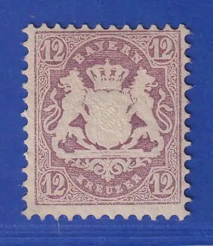 Bayern Wappen 12 Kreuzer braunpurpur Mi.-Nr. 26X , ungebraucht * 