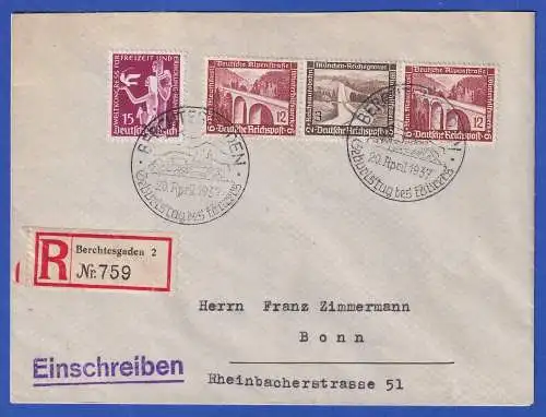 Dt. Reich 1936 Zusammendruck Mi.-Nr. W 118 u.a. in MiF auf Brief O BERCHTESGADEN