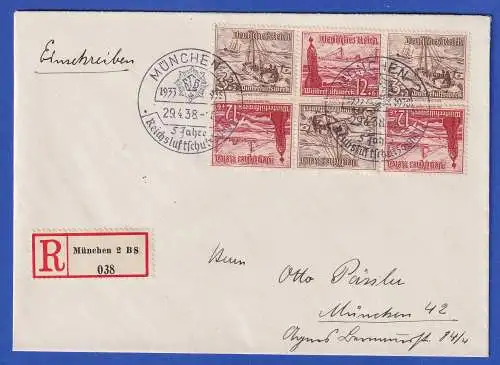 Dt. Reich 1937 Zusammendrucke Mi-Nr. W 132 und 134 als MiF auf R-Brief O MÜNCHEN