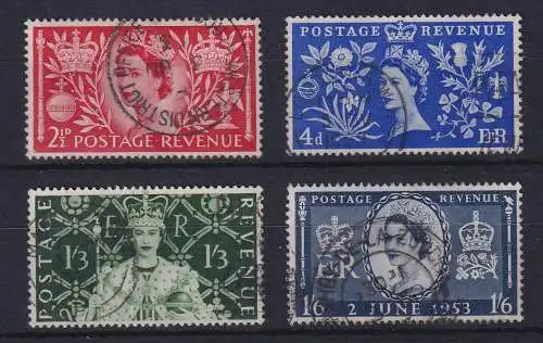 Großbritannien 1953 Krönung von Königin Elisabeth II. Mi.-Nr. 274-277 gestempelt