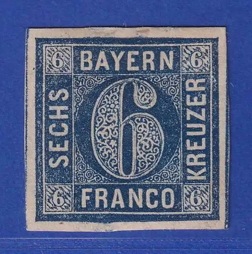 Bayern  6 Kreuzer blau Mi.-Nr. 10 b  ungebraucht * 