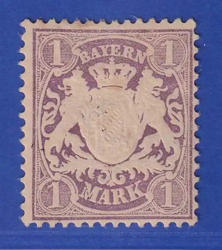 Bayern Wappen 1 Mark gez. violett Mi.-Nr. 31a ungebraucht * 