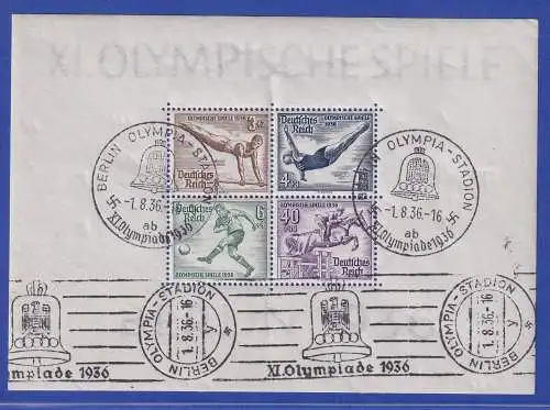 Deutsches Reich Olympiade 1936 Mi.-Nr. Block 5 X mit Sonder- und Rollen-O vom ET