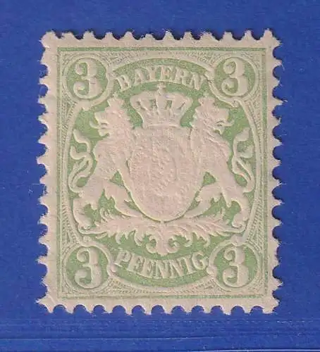 Bayern Wappen 3 Pfennig hellgrün Mi.-Nr. 37a ungebraucht *