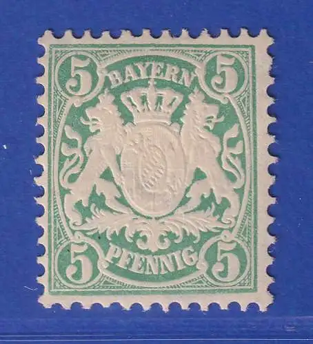 Bayern Wappen 5 Pfennig bläulichgrün Mi.-Nr. 38a ungebraucht * gpr. HELWIG BPP