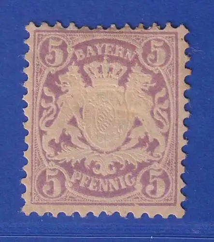 Bayern Wappen 5 Pfennig lila Mi.-Nr. 45a ungebraucht * gpr. HELBIG BPP