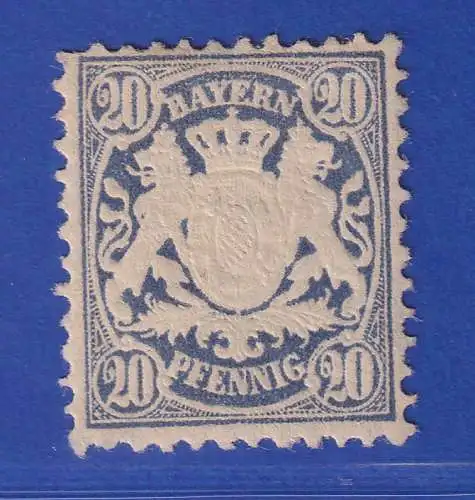 Bayern Wappen 20 Pfennig ultramarin  Mi.-Nr. 40c ungebraucht * 