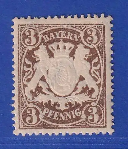 Bayern Wappen 3 Pfennig ockerbraun  Mi.-Nr. 60xa  ungebraucht *