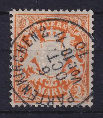 Bayern Wappen 2 Mark orange Mi.-Nr. 64y mit Luxus-O PARTENKIRCHEN 1910