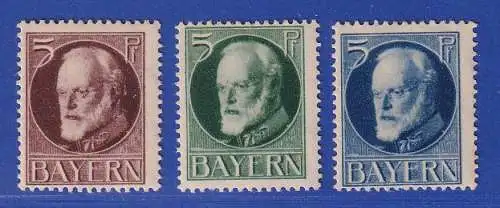 Bayern Ludwig III. 3 Probedrucke von Mi.-Nr. 95 ungebraucht * gpr. HELBIG BPP