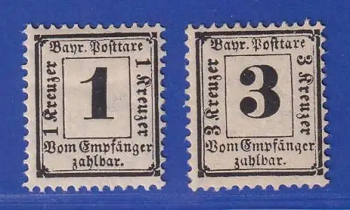 Bayern 1870 Portomarken Ziffern  Mi.-Nr. 2-3 X ungebraucht *