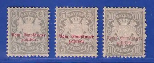 Bayern 1876 Portomarken Wappen  Mi.-Nr. 7-9  ungebraucht *