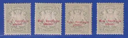 Bayern 1876 Portomarken Wappen  Mi.-Nr. 10-13Bx  postfrisch **