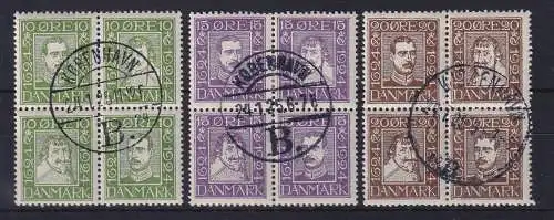 Dänemark 1924 Postjubiläum Mi.-Nr. 131-142, 3 Viererblocks O København