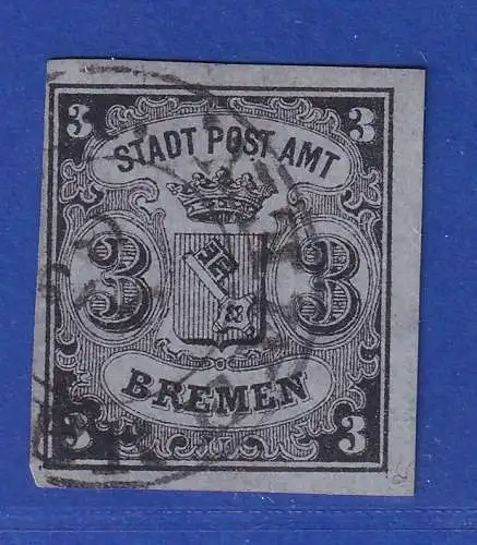 Bremen 1855 Wappen 3 Grote Mi.-Nr. 1y gestempelt gpr. PFENNINGER